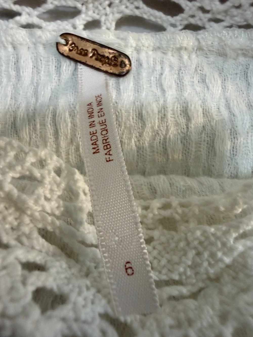 Free People White Crochet Lace Mini Dress Size 6 Boho Bridal Shower Bachelorette